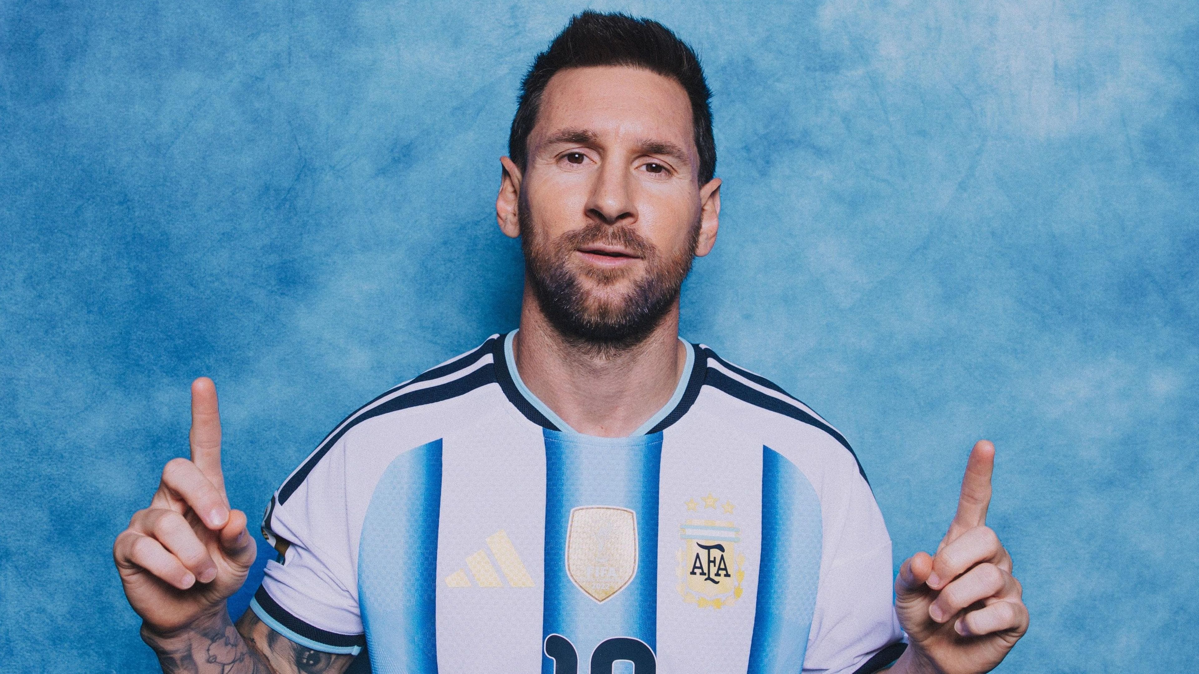 Lionel Messi playing for Argentina